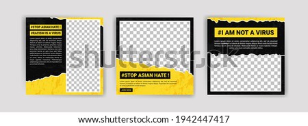 Stop asian hate. Proud to be asian. Social media post template for Stop asian hate.