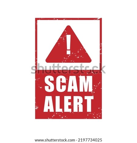 Scam alert stamp with grunge effect for media and documents. Scam alert red Rubber Stamp over a white background. Vector illustration isolated on a white background.