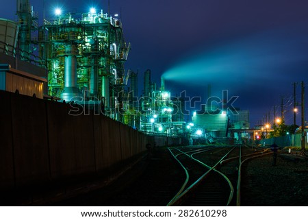 Plants and freight yards (Night View and Blue dyed sky)\
Yard of hollowness