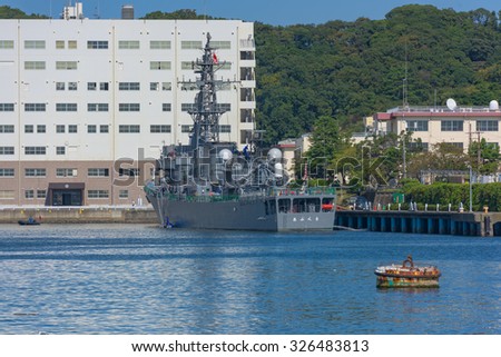 Tokyo Japan, 9 Oct 2015
Japan Naval Ship at Yokosuka Naval Port.