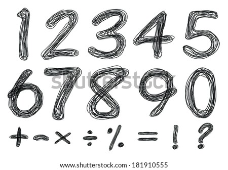 sketch numbers and mathematics symbols 