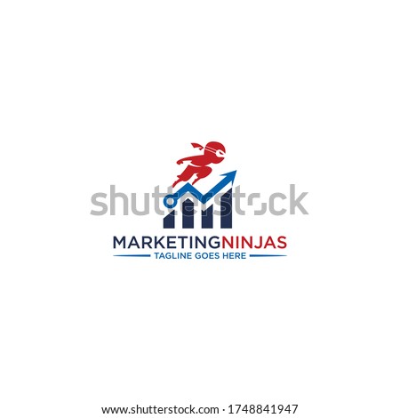 Ninja management logo design, Trade Bull Chart, financial logos. modern eye catching logo. Economic finance chart icon business productivity logo icon. Business analysis.