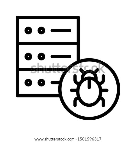 Bug Database Storage Server Virus Vector Icon Design, Malware Infected  computing clusters on White background
