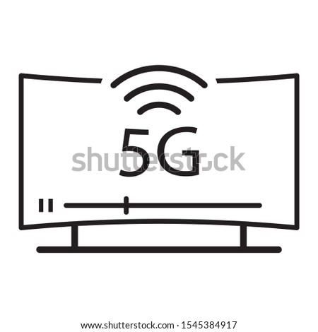 5G connectivity Smart TV Concept, High Defination Secure Streaming Devices Vector Icon design