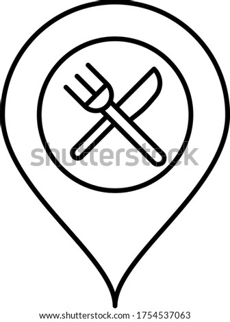 Fine Dine Map Pin Location Concept, Fork and Knife with Bubble Symbol Vector Icon Design, Coronavirus contactless food delivery symbol on white background, Touchless Snacks Delivery Sign,