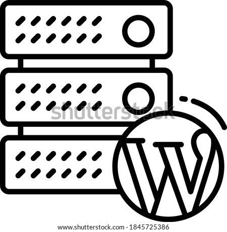 CMS Hosting Concept, WordPress Blog Optimized Server Vector Icon Design, Cloud computing and Web hosting services Symbol on White background