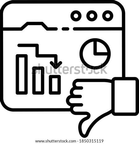 Low Conversion Rate Concept, Financial Loss with Small down trend Graph Vector Icon Design, SEO and Digital Marketing Symbol on White background