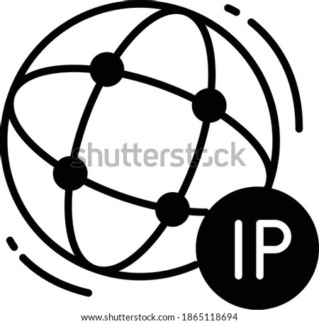 Sticky dynamic IP Vector Glyph Icon Design, Cloud computing and Web hosting services Symbol on White background, Internet Protocol address Concept, 