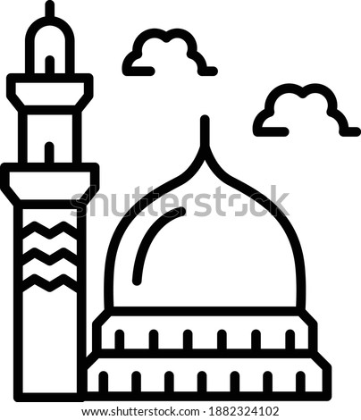 Medina city holy Concept, Minar Prophet Mosque Vector Icon Design, Arab culture and traditions Symbol on white background, Islamic and Muslim practices Sign,