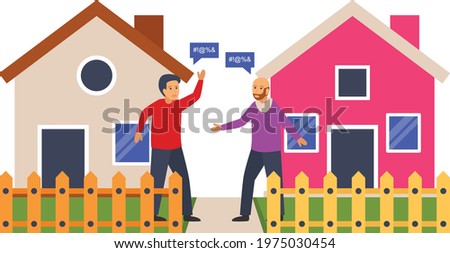 invasion of privacy Concept, neighbour are fighting Vector Color Icon Design, neighbourhood conflicts Stock illustration, bad neighbors Symbol