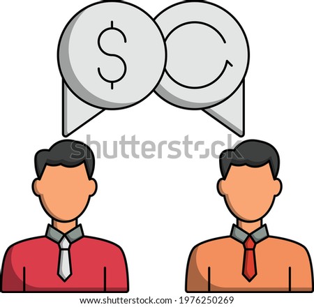 Merger and Acquisition negotiation Concept, Two Businessman bargaining on possible Consolidation stock, M and A Vector Color Icon Design, Corporate finance sign,  Bargain illustration 