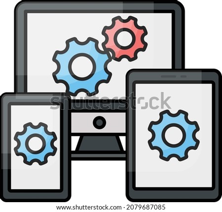 Cross Browser Test Concept, Responsive website design Vector Color Icon Design, Software and web development symbol on white background, Computer Programming and Coding stock illustration