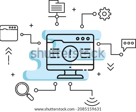 Exclamation mark on computer led screen vector icon design, Malware issue  display stock illustration Cloud computing and Internet hosting services Symbol, unexpected error sign concept,