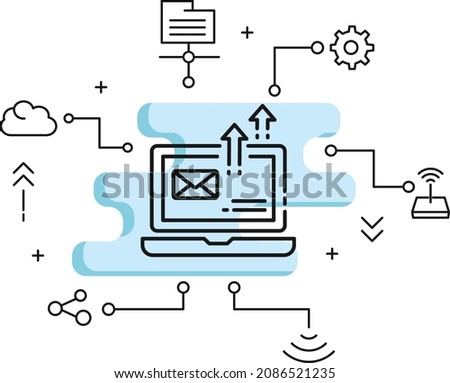 Mail Client software stock illustration, Email Send All Message Sign concept, Email Burst at once Vector Icon Design, Cloud computing and Internet hosting services Symbol, 