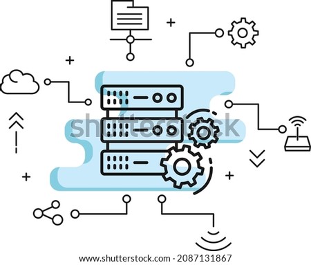 Data Center Machine Configuration Vector Glyph Icon Design, Cloud computing and Internet hosting services Symbol,  Rack Config stock illustration, Customized Server Configuration Concept, 