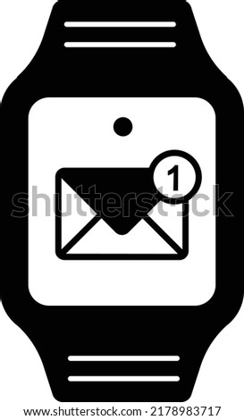 email Notification on Watch Display vector icon design, Wearable technology symbol, Personal Internet of Things Sign, tech togs stock illustration, Smart email Messaging App Concept