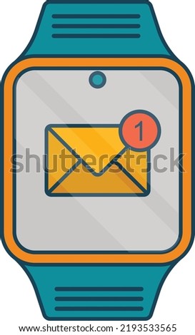 email Notification on Watch Display vector icon design, Wearable technology symbol, Personal Internet of Things Sign, tech togs stock illustration, Smart email Messaging App Concept\