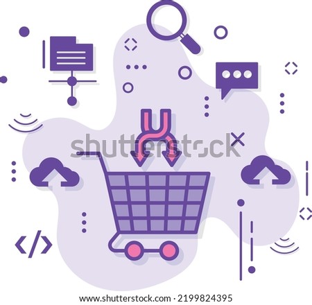Shopping Cart with Arrows Vector Icon Design, SEO and Digital Marketing Symbol, Upsell ecommerce stock illustration, Cross Sell the Product Concept