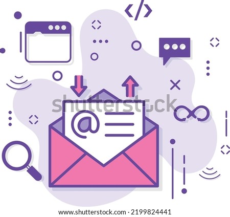 inbox outbox sign, Catch All Emails Concept, Email Exchange Stock illustration, Send and receive message vector icon design, Cloud computing and Internet hosting services Symbol, 