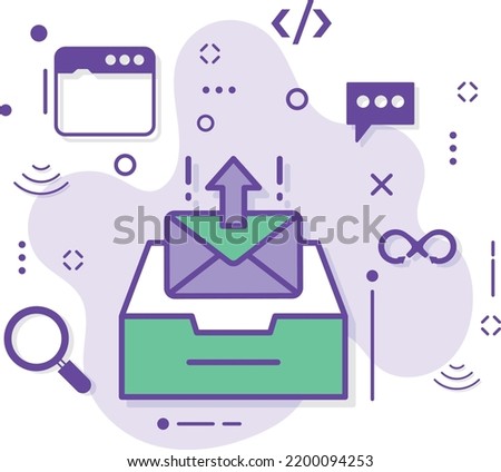 Mail Client UI Stock illustration, Send All Interface, Outbound inbound mail Server vector icon design, Cloud computing and Web hosting services Symbol, Outbox Concept