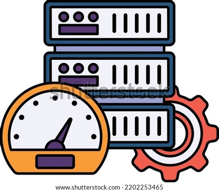 Remote Machine Performance Monitor Concept, High speed Clusters Vector Icon Design, Cloud Processing Symbol, Computing Services Sign, Web Services and Data Center stock illustration