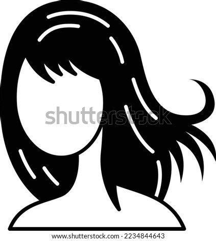 medium layered hairstyle concept, beautiful face-framing look lob cut vector icon design, beauty and personal care symbol, cosmetic dermatology sign, body aesthetics stock illustration