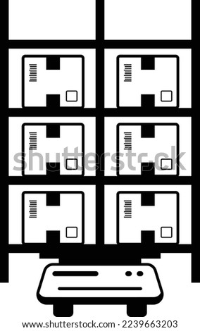 Automated guided vehicle moving Pallet concept, collaborative robot  mobile rack vector icon design, Warehouse automation symbol, Industrial revolution sign, Shipping and Logistics stock illustration 