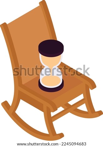 Retirement Plan Insurance isometric Concept, rocking chair with sand glass stock illustration, Pension Fund Vector Icon Design, Financial loss Protection Symbol, Risk management Sign,