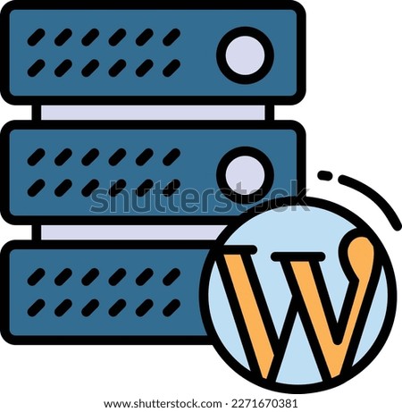 CMS Hosting Concept, WordPress Blog Optimized Server Vector Icon Design, Cloud computing and Web hosting services Symbol, Content Management Server stock illustration