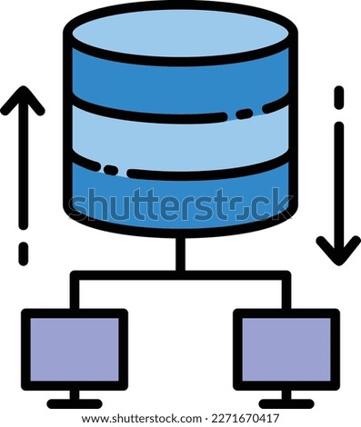 Shared DB Machine hybrid network stock illustration, Centralized database server transmission Concept, Data Storage and Access vector icon design, Cloud computing and Internet hosting services Symbol