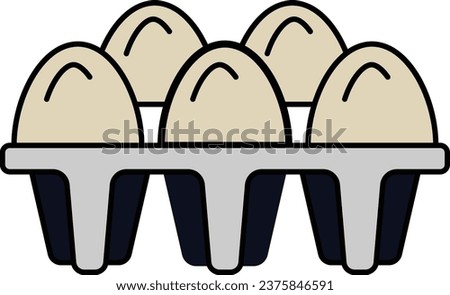 Whole Egg Tray concept, A filled egg carton of 5 vector icon design, Bakery and Baked Goods symbol, Culinary and Kitchen Education sign, Recipe development stock illustration