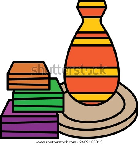 Ceramic Pottery Concept, Vector Color Icon Design, Hobby Symbol, Leisure time Activity Sign, Hobbyists and Handicraft Stock Illustration