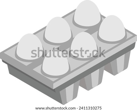 Whole Egg Tray isometric concept, A filled egg carton of 5 vector icon design, Bakery and Baker symbol food preparation and Kitchen Utensils sign, Recipe development stock illustration