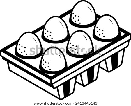 Whole Egg Tray isometric concept, A filled egg carton of 5 Hand drawn vector, Bakery and Baker drawings, food preparation and Kitchen Utensil Sketch Culinary Doodle stock illustration