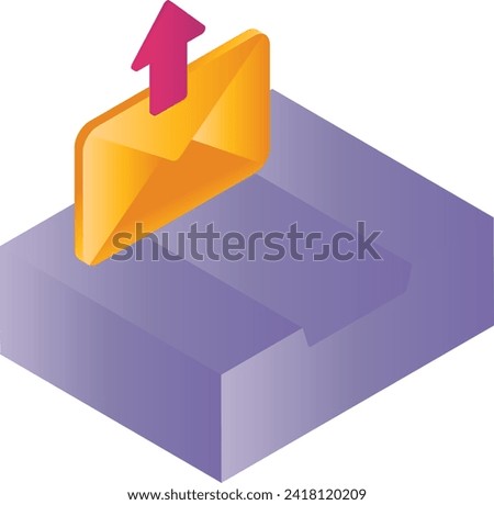Message Outbox isometric Concept, Mail Client UI Stock illustration, Send All Interface, Outbound inbound mail Server vector icon design, Cloud computing and Web hosting services Symbol