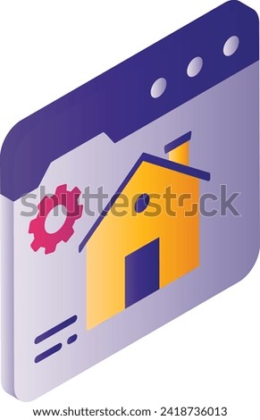 Home Page Setting isometric Concept, Cache and Config Sign, Webpage Viewer UI Software stock illustration, Browser Configuration Vector Icon Design Cloud computing and Internet hosting services Symbol