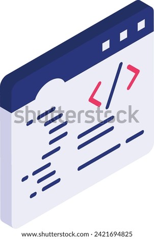 html standard markup language for documents designed isometric concept, online code editor vector flat design, Web design and Development symbol user interface graphic website engineering illustration