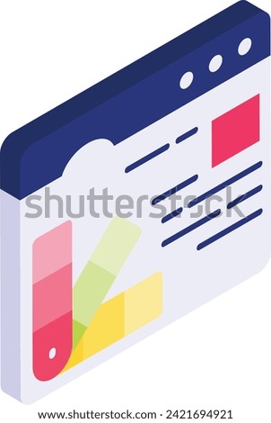 web browser color palette isometric concept, Colour Selection tool vector flat design, Web design and Development symbol, user interface or graphic sign, website engineering illustration
