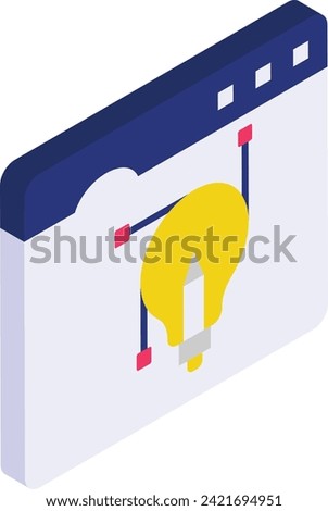 Anchor Points and Control Handles isometric concept, direction of the curved path vector flat design, Web design and Development symbol, user interface or graphic sign website engineering illustration