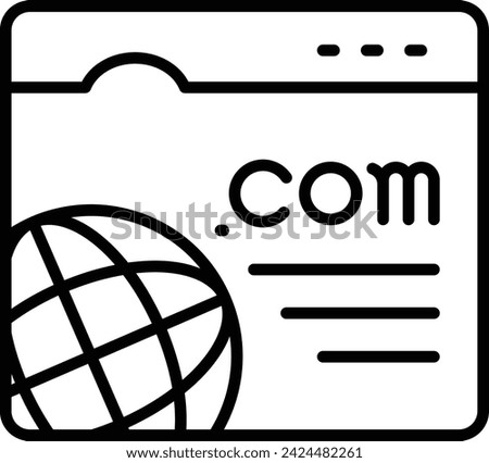 dot-com or web site address vector outline design, Web design and Development symbol, user interface or graphic sign, website builder stock illustration, The domain com concept
