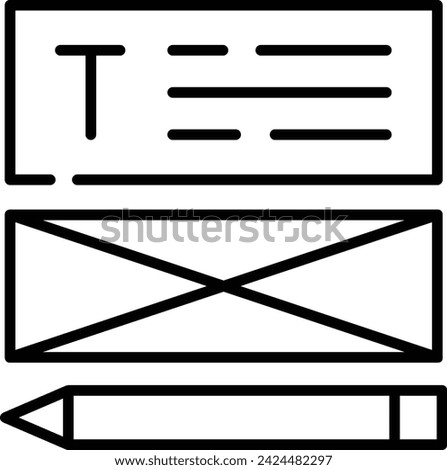 Para formatting vector outline design, Web design and Development symbol, user interface graphic sign website builder illustration, Style the first letter of a paragraph and let it float left concept