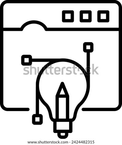 Direction of the curved path vector outline design, Web design and Development symbol, user interface or graphic sign, website builder stock illustration, Anchor Points and Control Handles concept