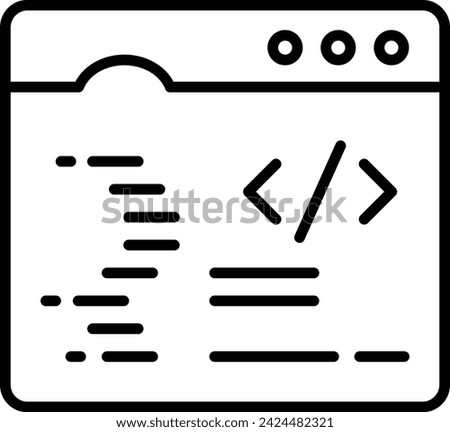 online code editor vector outline design, Web design and Development symbol, user interface or graphic sign, website builder illustration, html standard markup language for documents designed concept