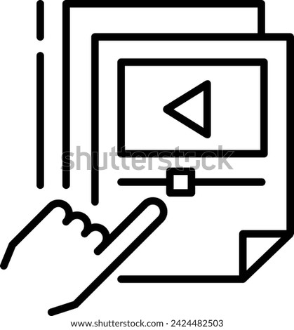 Podcast or Audio Player vector outline design, Web design and Development symbol, user interface or graphic sign, website builder stock illustration, Movie Clip or Video streaming Embedding concept