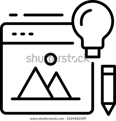 Raster photo editor vector outline design, Web design and Development symbol, user interface or graphic sign, website builder stock illustration, ai image editing toolbox concept