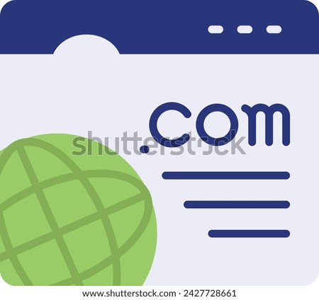 dot-com or web site address vector icon design, Webdesign and Development symbol, user interface or graphic sign, website engineering illustration, The domain com concept