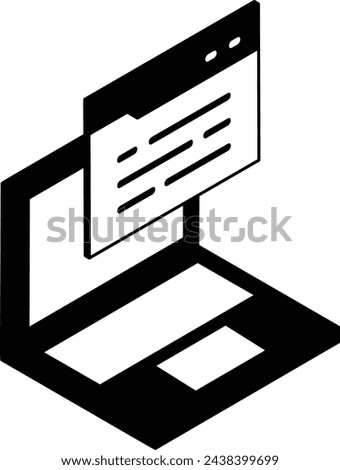 Installing web browser or Software Program isometric concept, Loading web builder tool vector outline icon, Webdesign and Development symbol, user interface graphic sign, website engineering stock
