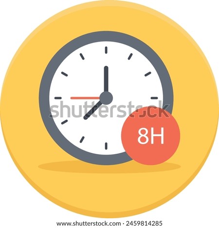 Labours Working 8 Hours Signage concept, Clock with 8h Text vector icon design, Labor Day Symbol, 1st of May Sign,  International Workers Day stock illustration