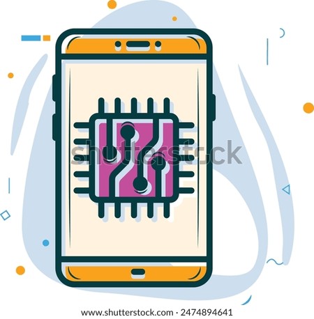 complex computing tasks mobile AI processor concept, accelerated  special GPU vector design Artificial general intelligence symbol, Natural Language Processing sign, Machine Deep Learning illustration