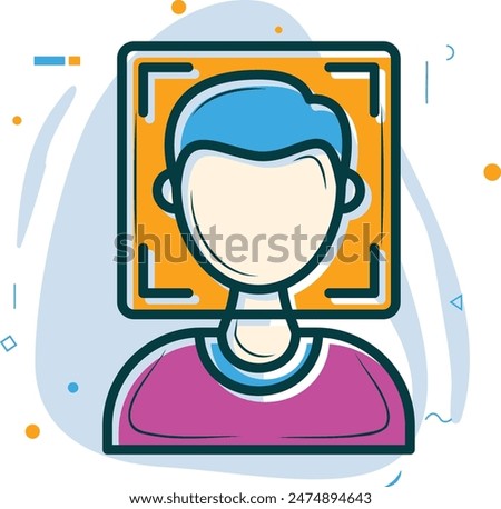 facial recognition concept, Face Scan 3D Liveness Detection vector design, Artificial general intelligence symbol, Natural Language Processing sign, Machine and Deep Learning stock illustration